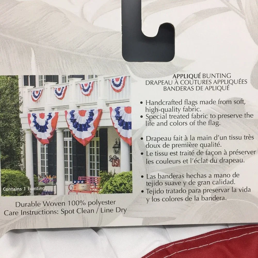 x3 Tommy Bahama Bunting Set Embroidered Handcrafted American Flag July 4th 58x27